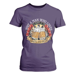 Just A Man Who Loves Darts And Beer T Shirt For Women Funny Dart Player TS12 Purple Print Your Wear