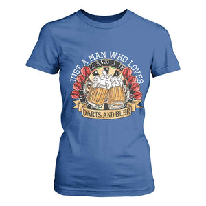 Just A Man Who Loves Darts And Beer T Shirt For Women Funny Dart Player TS12 Royal Blue Print Your Wear