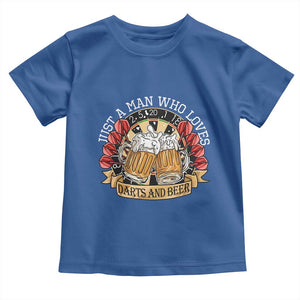 Just A Man Who Loves Darts And Beer Toddler T Shirt Funny Dart Player TS12 Royal Blue Print Your Wear