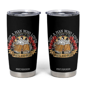 Just A Man Who Loves Darts And Beer Tumbler Cup Funny Dart Player TS12 Black Print Your Wear