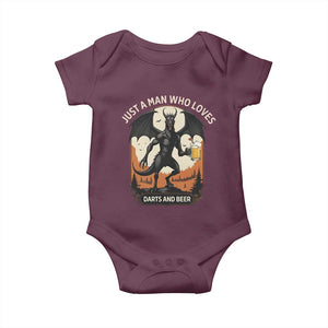 Funny Jersey Devil Loves Darts And Beer Baby Onesie Cryptid Lover Gift TS12 Maroon Print Your Wear