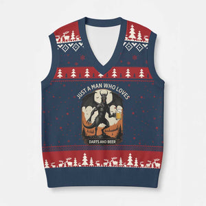 Funny Jersey Devil Loves Darts And Beer V-Neck Knit Sweater Vest Cryptid Lover Gift TS12 Navy Red Print Your Wear