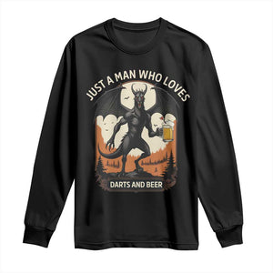 Funny Jersey Devil Loves Darts And Beer Long Sleeve Shirt Cryptid Lover Gift TS12 Black Print Your Wear