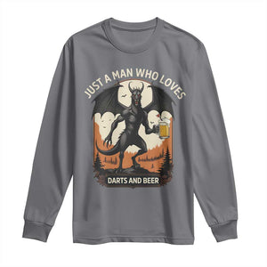Funny Jersey Devil Loves Darts And Beer Long Sleeve Shirt Cryptid Lover Gift TS12 Charcoal Print Your Wear
