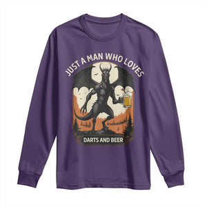Funny Jersey Devil Loves Darts And Beer Long Sleeve Shirt Cryptid Lover Gift TS12 Purple Print Your Wear