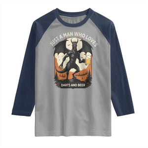 Funny Jersey Devil Loves Darts And Beer Raglan Shirt Cryptid Lover Gift TS12 Sport Gray Navy Print Your Wear