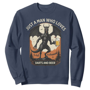 Funny Jersey Devil Loves Darts And Beer Sweatshirt Cryptid Lover Gift TS12 Navy Print Your Wear