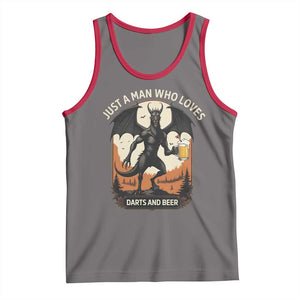 Funny Jersey Devil Loves Darts And Beer Tank Top Cryptid Lover Gift TS12 Deep Heather Red Print Your Wear
