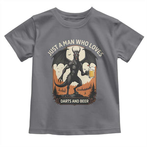 Funny Jersey Devil Loves Darts And Beer Toddler T Shirt Cryptid Lover Gift TS12 Charcoal Print Your Wear