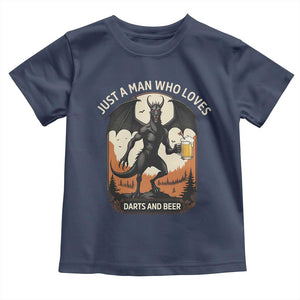 Funny Jersey Devil Loves Darts And Beer Toddler T Shirt Cryptid Lover Gift TS12 Navy Print Your Wear