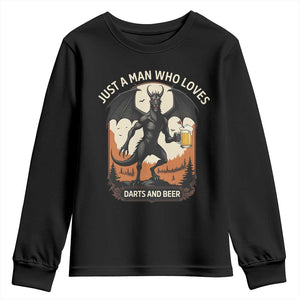 Funny Jersey Devil Loves Darts And Beer Youth Sweatshirt Cryptid Lover Gift TS12 Black Print Your Wear