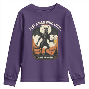Funny Jersey Devil Loves Darts And Beer Youth Sweatshirt Cryptid Lover Gift TS12 Purple Print Your Wear