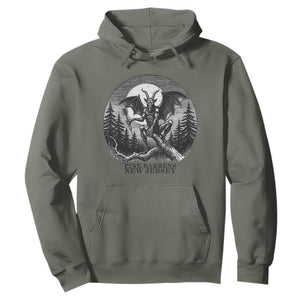 Jersey Devil Playing Dart Hoodie Gothic Horror Gift Pine Barrens New Jersey TS12 Military Green Print Your Wear