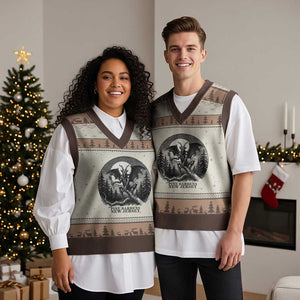 Jersey Devil Playing Dart V-Neck Knit Sweater Vest Gothic Horror Gift Pine Barrens New Jersey TS12 Mocha Mousse Print Your Wear