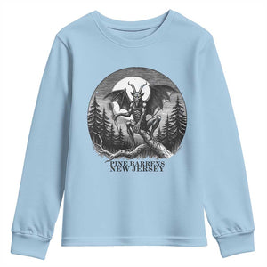 Jersey Devil Playing Dart Youth Sweatshirt Gothic Horror Gift Pine Barrens New Jersey TS12 Light Blue Print Your Wear