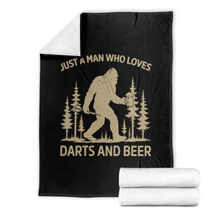 Funny Bigfoot Just A Man Who Loves Darts And Beer Gift Throw Blanket TS12 Black Print Your Wear