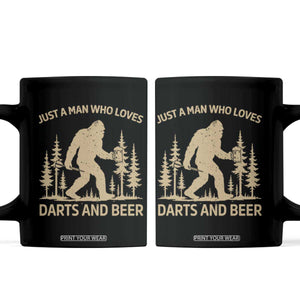 Funny Bigfoot Just A Man Who Loves Darts And Beer Gift Coffee Mug TS12 Black Print Your Wear