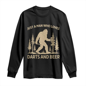 Funny Bigfoot Just A Man Who Loves Darts And Beer Gift Long Sleeve Shirt TS12 Black Print Your Wear