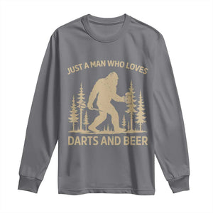 Funny Bigfoot Just A Man Who Loves Darts And Beer Gift Long Sleeve Shirt TS12 Charcoal Print Your Wear