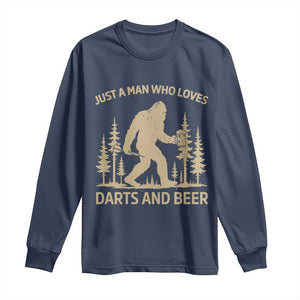 Funny Bigfoot Just A Man Who Loves Darts And Beer Gift Long Sleeve Shirt TS12 Navy Print Your Wear