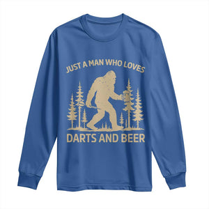 Funny Bigfoot Just A Man Who Loves Darts And Beer Gift Long Sleeve Shirt TS12 Royal Blue Print Your Wear