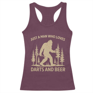 Funny Bigfoot Just A Man Who Loves Darts And Beer Gift Racerback Tank Top TS12 Maroon Print Your Wear