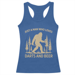 Funny Bigfoot Just A Man Who Loves Darts And Beer Gift Racerback Tank Top TS12 Royal Blue Print Your Wear