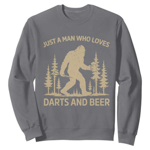Funny Bigfoot Just A Man Who Loves Darts And Beer Gift Sweatshirt TS12 Charcoal Print Your Wear