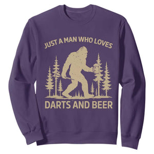 Funny Bigfoot Just A Man Who Loves Darts And Beer Gift Sweatshirt TS12 Purple Print Your Wear