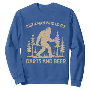 Funny Bigfoot Just A Man Who Loves Darts And Beer Gift Sweatshirt TS12 Royal Blue Print Your Wear