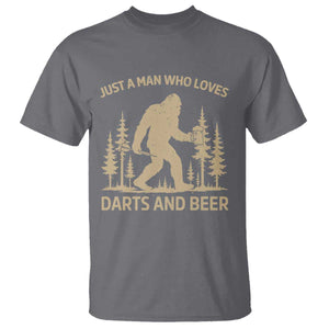 Funny Bigfoot Just A Man Who Loves Darts And Beer Gift T Shirt TS12 Charcoal Print Your Wear
