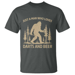 Funny Bigfoot Just A Man Who Loves Darts And Beer Gift T Shirt TS12 Dark Heather Print Your Wear