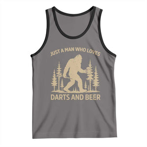 Funny Bigfoot Just A Man Who Loves Darts And Beer Gift Tank Top TS12 Deep Heather Black Print Your Wear