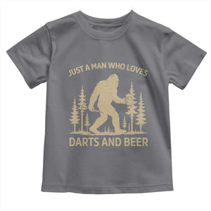 Funny Bigfoot Just A Man Who Loves Darts And Beer Gift Toddler T Shirt TS12 Charcoal Print Your Wear