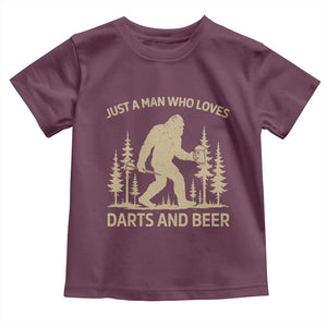 Funny Bigfoot Just A Man Who Loves Darts And Beer Gift Toddler T Shirt TS12 Maroon Print Your Wear
