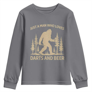 Funny Bigfoot Just A Man Who Loves Darts And Beer Gift Youth Sweatshirt TS12 Charcoal Print Your Wear
