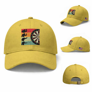 Funny Bigfoot Dart Player Crytid Sunset Retro Vintage Baseball Cap Dartist Gift TS12 Baseball Cap Universal Fit Yellow Print Your Wear