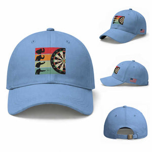 Funny Bigfoot Dart Player Crytid Sunset Retro Vintage Baseball Cap Dartist Gift TS12 Baseball Cap Universal Fit Light Blue Print Your Wear