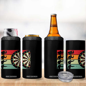 Funny Bigfoot Dart Player Crytid Sunset Retro Vintage 4 in 1 Can Cooler Tumbler Dartist Gift TS12 Print Your Wear