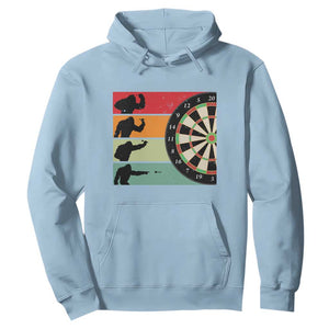 Funny Bigfoot Dart Player Crytid Sunset Retro Vintage Hoodie Dartist Gift TS12 Light Blue Print Your Wear