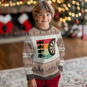 Funny Bigfoot Dart Player Crytid Sunset Retro Vintage Ugly Christmas Sweater Dartist Gift TS12 Mocha Mousse Print Your Wear