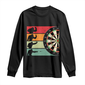 Funny Bigfoot Dart Player Crytid Sunset Retro Vintage Long Sleeve Shirt Dartist Gift TS12 Black Print Your Wear