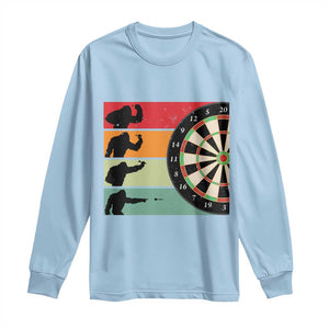 Funny Bigfoot Dart Player Crytid Sunset Retro Vintage Long Sleeve Shirt Dartist Gift TS12 Light Blue Print Your Wear