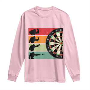 Funny Bigfoot Dart Player Crytid Sunset Retro Vintage Long Sleeve Shirt Dartist Gift TS12 Light Pink Print Your Wear