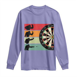 Funny Bigfoot Dart Player Crytid Sunset Retro Vintage Long Sleeve Shirt Dartist Gift TS12 Violet Print Your Wear
