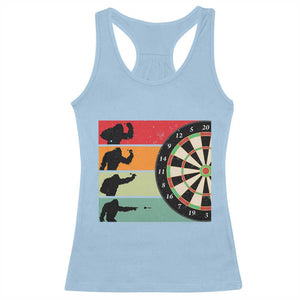 Funny Bigfoot Dart Player Crytid Sunset Retro Vintage Racerback Tank Top Dartist Gift TS12 Light Blue Print Your Wear