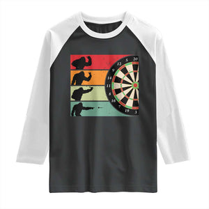 Funny Bigfoot Dart Player Crytid Sunset Retro Vintage Raglan Shirt Dartist Gift TS12 Black White Print Your Wear
