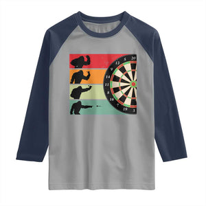 Funny Bigfoot Dart Player Crytid Sunset Retro Vintage Raglan Shirt Dartist Gift TS12 Sport Gray Navy Print Your Wear