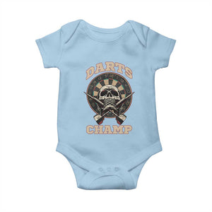 Darts Player Champion Baby Onesie Skull Dartboard Retro Style TS12 Light Blue Print Your Wear