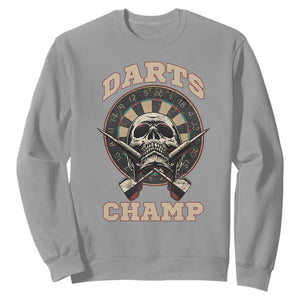 Darts Player Champion Sweatshirt Skull Dartboard Retro Style TS12 Sport Gray Print Your Wear